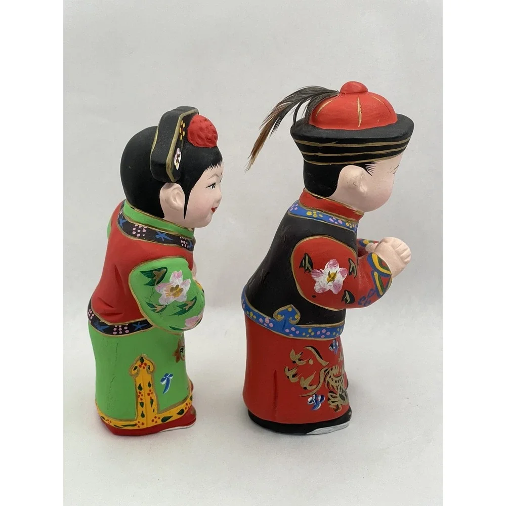 Vintage‎ Clay  Figurines  Chinese Culture Couple - Picture 4 of 5